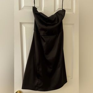 La Belle faux satin strapless black cocktail